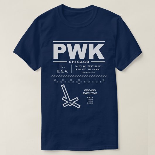 シカゴエグゼクティブエアポートPWK Tシャツ (デザイン正面)