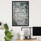 シカゴオハレインターナショナルエアポートイリノイ衛星地図 ポスター (ホームオフィス)