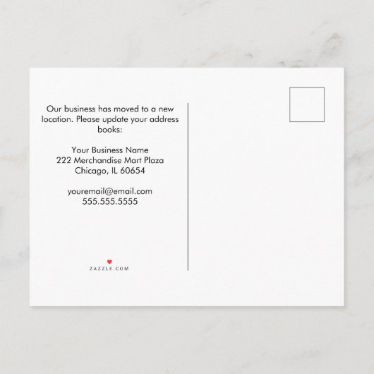 シカゴオフィス移転のお知らせはがき 案内ポストカード (裏面)