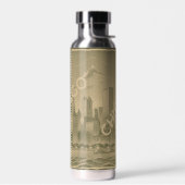 シカゴカーキグリーンタンスカイライン ウォーターボトル (左面)