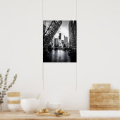 シカゴキンジー通りブリッジブラックアンドホワイト ポスター (キッチン)