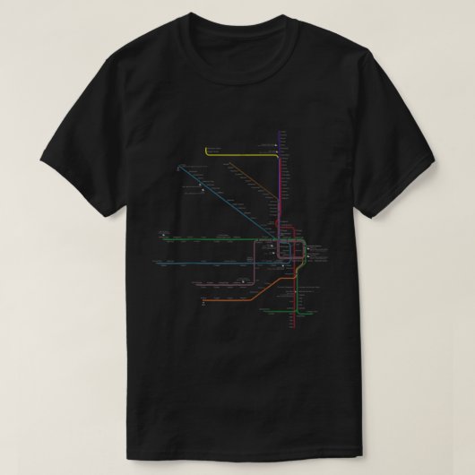 シカゴギフトlマップCTA高架駅LトレインメトロTran Tシャツ (デザイン正面)
