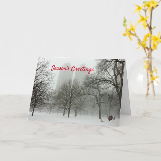 シカゴクリスマスカードシーズンズグリーティングホリデー カード (黄色い花)