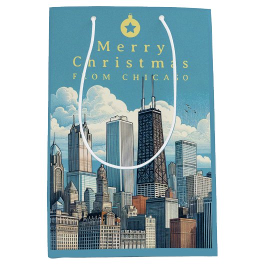 シカゴクリスマスブルー ミディアムペーパーバッグ (正面)