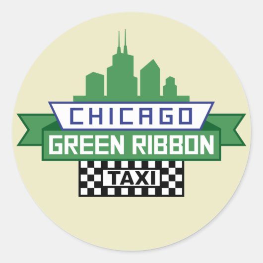シカゴグリーンリボンタキシロゴ – ファンアート ラウンドシール (正面)