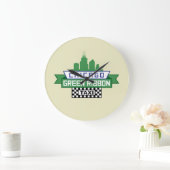 シカゴグリーンリボンタキシロゴ – ファンアート ラージ壁時計 (ホーム)