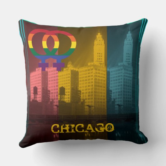 シカゴゲイレズビアンインタレストウィグリー建物 クッション (裏面)