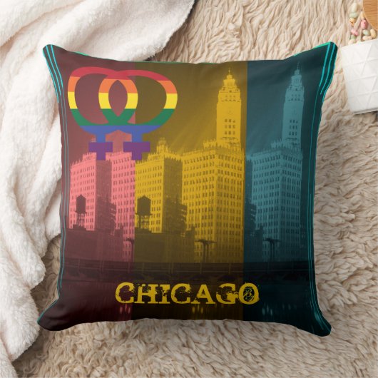 シカゴゲイレズビアンインタレストウィグリー建物 クッション (ブランケット)