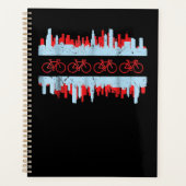 シカゴサイクリスト国旗のスカイラインサイクリング自転車ギフト プランナー手帳 (正面)