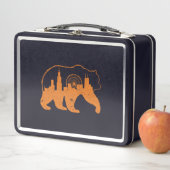 シカゴシティアパレルダウンタウン歩くベアーシルエット メタルランチボックス (インサイチュ)