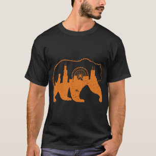 シカゴシティアパレルダウンタウン歩くベアーシルエット Tシャツ