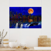 シカゴシティスカイラインと通りレーシングカー ポスター (キッチン)