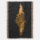 シカゴシティスカイラインウォーターカラー(オレンジ色) スローブランケット (正面縦)