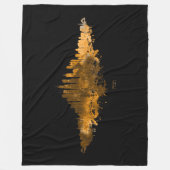 シカゴシティスカイラインウォーターカラー（オレンジ色） フリースブランケット (正面)