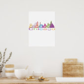 シカゴシティスカイラインタイポグラフィフード付きスウェットシャツ ポスター (キッチン)