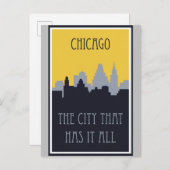シカゴシティスカイラインヴィンテージ旅行ポスター ポストカード (正面/裏面)