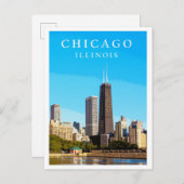 シカゴシティスカイラインヴィンテージ旅行ポスター ポストカード (正面/裏面)