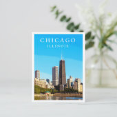 シカゴシティスカイラインヴィンテージ旅行ポスター ポストカード (スタンド正面)