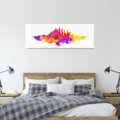 シカゴシティスカイライン水彩オンホワイト キャンバスプリント (インサイチュ (寝室))