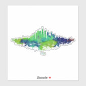 シカゴシティスカイライン水彩青とライム シール (シート)