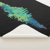 シカゴシティスカイライン水彩青と緑 シェルパブランケット (3/4)