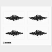 シカゴシティスカイライン水彩黒白 長方形シール (シート)