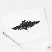 シカゴシティスカイライン水彩黒白 長方形シール (封筒)