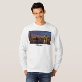 シカゴシティスケープ夜長袖Tシャツ Tシャツ (正面フル)