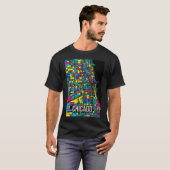 シカゴシティーの地図 – カラフル抽象芸術アートプリント Tシャツ (正面フル)