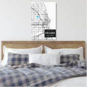 シカゴシティーの地図+自分の場所をマーク キャンバスプリント (インサイチュ (寝室))