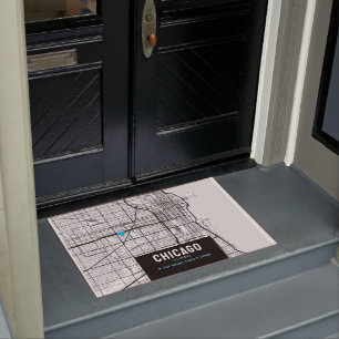 シカゴシティーの地図+自宅の場所をマーク ドアマット