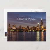 シカゴシティー考えるスケープの夜のはがき ポストカード (正面/裏面)