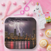 シカゴシティ超高層ビルズ稲妻 ペーパープレート (パーティー)