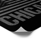 シカゴシルエットアメリカンフラッグヴィンテージシティギフト ポスター (角)