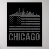 シカゴシルエットアメリカンフラッグヴィンテージシティギフト ポスター (正面)