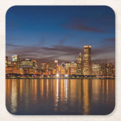 シカゴスカイラインアットナイト スクエアペーパーコースター (正面)