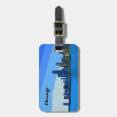 シカゴスカイラインインコラ絵を描ージュ ラゲッジタグ (正面縦)