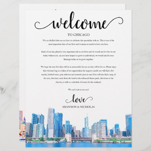 シカゴスカイラインウィークエンドウェルカム旅程 (正面/裏面)