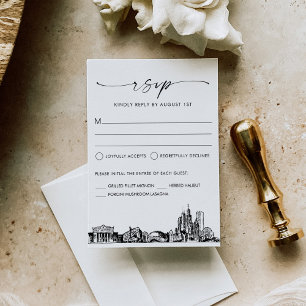 シカゴスカイラインウェディングRSVPレスポンスカード 出欠カード