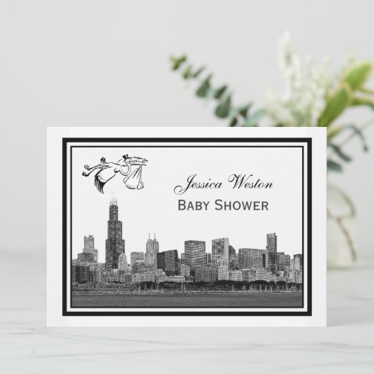 シカゴスカイラインエッチフレーム#2Hベビーシャワーストーク2 招待状 (スタンド正面)