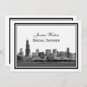 シカゴスカイラインエッチングフレーム#2 Hブライダルシャワー 招待状 (正面/裏面)