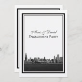 シカゴスカイラインエッチングフレームV婚約 招待状 (正面/裏面)