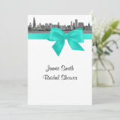 シカゴスカイラインエッチングBWアクアブライダルシャワーS 招待状 (スタンド正面)