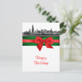 シカゴスカイラインエッチングBWクリスマスホリデー2 シーズンポストカード (スタンド正面)