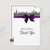 シカゴスカイラインエッチングBWパープルありがとう サンキューカード (正面/裏面)