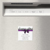 シカゴスカイラインエッチングBWパープル日付を保存 マグネット (インサイチュ (食洗機))