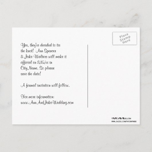 シカゴスカイラインエッチングBWパープル日付を保存 案内ポストカード (裏面)