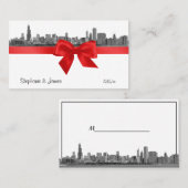 シカゴスカイラインエッチングBWレッド座席表#2 プレイスカード (正面/裏面)