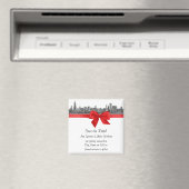 シカゴスカイラインエッチングBWレッド日付を保存 マグネット (インサイチュ (食洗機))