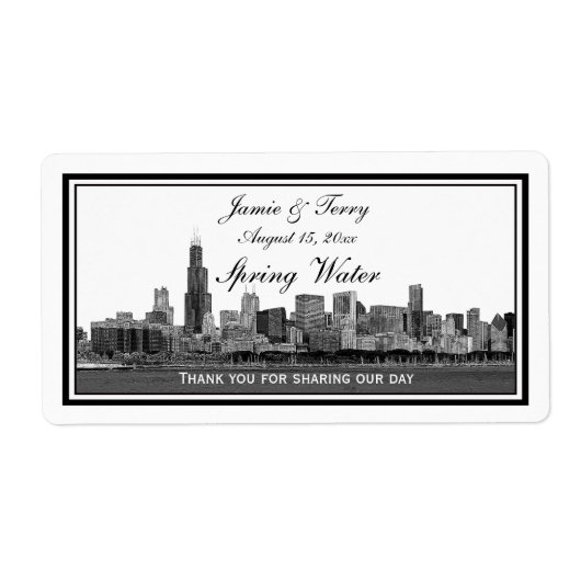 シカゴスカイラインエッチングHウォーターボトル ラベル (正面)